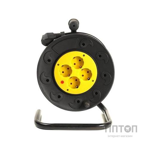 Мережевий подовжувач PowerPlant на катушке 30 м, 4 розетки (JY-2002/30) (PPRA10M300S4)