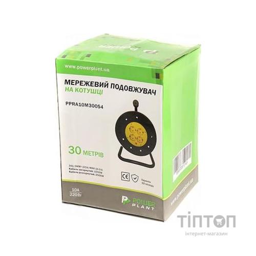 Мережевий подовжувач PowerPlant на катушке 30 м, 4 розетки (JY-2002/30) (PPRA10M300S4)