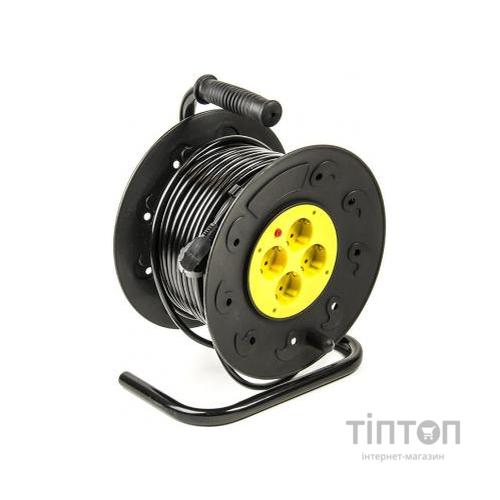 Мережевий подовжувач PowerPlant на катушке 40 м, 4 розетки, морозостойкий (JY-2002/40) (PPRA10M40S4L)