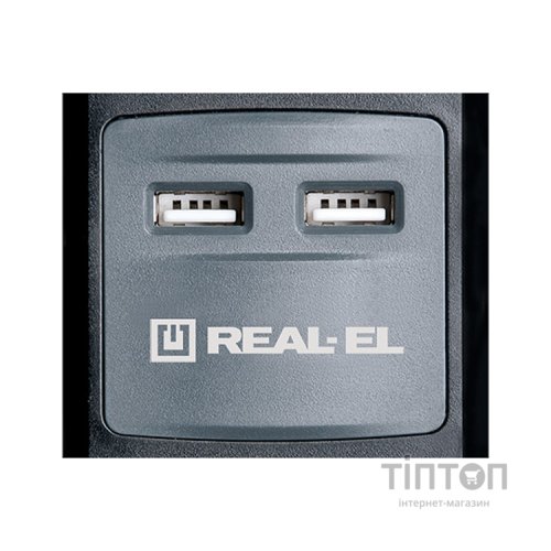 Мережевий подовжувач REAL-EL RS-3 USB CHARGE 1.8 m, black (EL122500001)