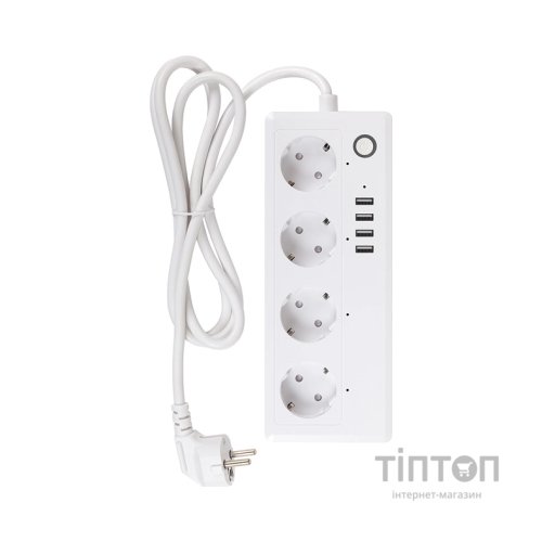 Мережевий подовжувач TUYA Smart 1.8м, 16A, 4*розетки/4*USB (HS082383)