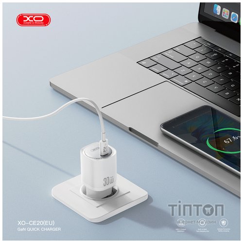 Мережевий зардний пристрій XO CE20 - 33W Single port USB-C PD30W/PPS33W White