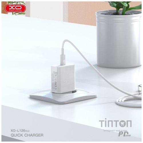 Мережевий зардний пристрій XO L126 - 20W PD Single port USB-C White