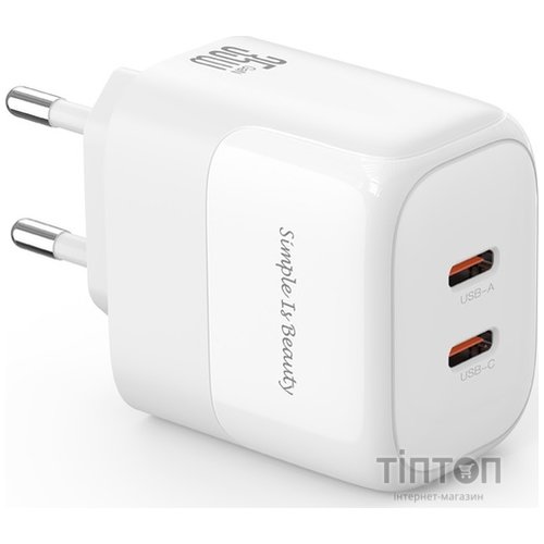 Мережевий зардний пристрій XO L140 - 35W PD Dual port USB-C White