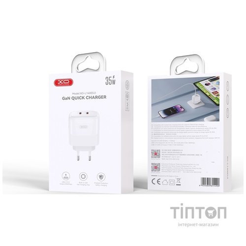 Мережевий зардний пристрій XO L140 - 35W PD Dual port USB-C White