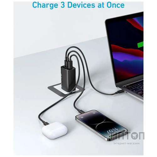 Мережевий зарядний пристрій Anker PowerPort 336 - 67W 2xPD & 1xPIQ PPS Black