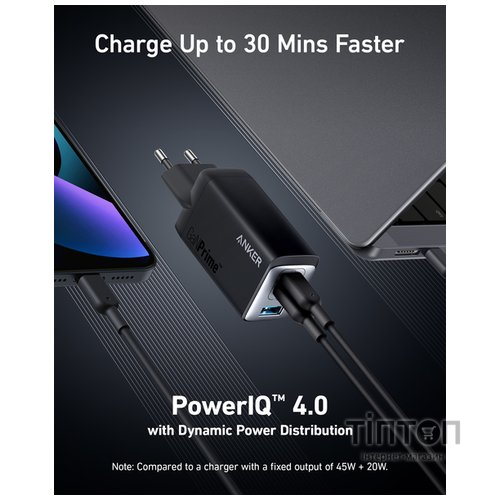 Мережевий зарядний пристрій Anker PowerPort 735 GaNPrime - 65W 2xPD & 1xPIQ PPS/DPDS