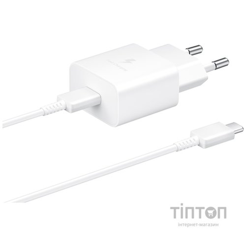 Зарядний пристрій Samsung USB-С 15W White + Cable USB-C 1m (EP-T1510XWEGEU)