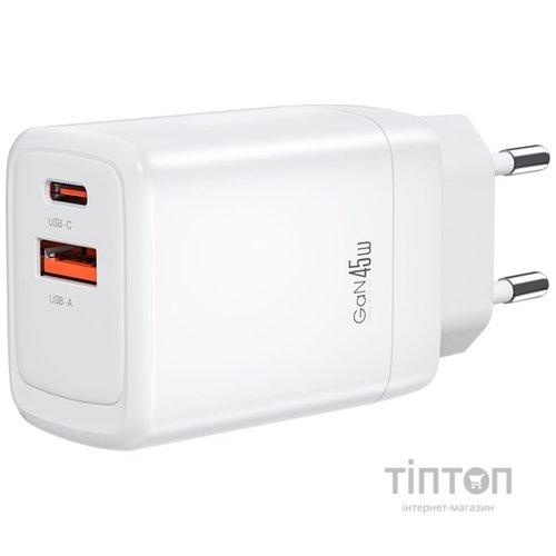 Мережевий зарядний пристрій XO CE16 - 45W PD USB-C & 22.5W QC USB-A White