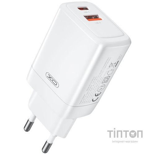 Мережевий зарядний пристрій XO CE16 - 45W PD USB-C & 22.5W QC USB-A White
