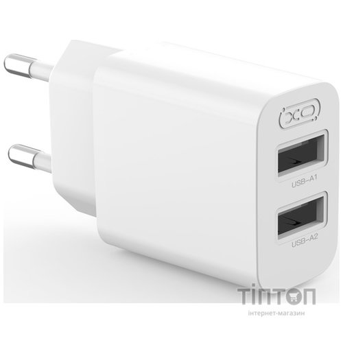 Мережевий зарядний пристрій XO L109 - 12W Dual port USB-A White