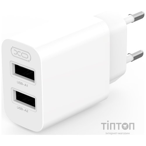 Мережевий зарядний пристрій XO L109 - 12W Dual port USB-A White