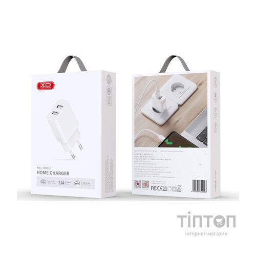 Мережевий зарядний пристрій XO L109 - 12W Dual port USB-A White