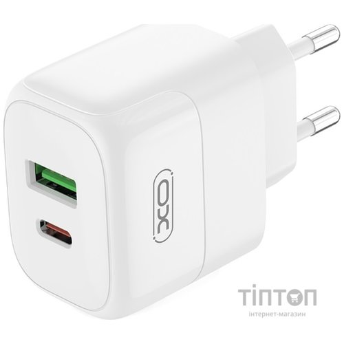 Мережевий зарядний пристрій XO L137 - 20W PD USB-C & 18W QC USB-A White