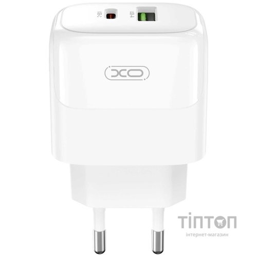 Мережевий зарядний пристрій XO L138 - 30W PD USB-C & 18W QC USB-A White
