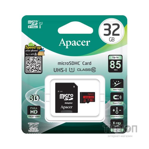 MicroSD Apacer 32GB UHS-I U1 adapter (R85MB/s)