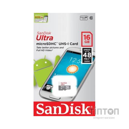 MicroSD SANDISK 16GB Ultra C10 80MB/s no adapter