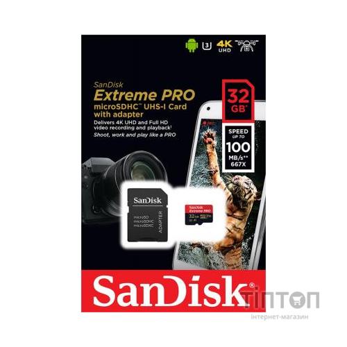 MicroSD SanDisk 32GB V30 A1 UHS-I U3 R100/W90MB/s 4K Extreme Pro SD