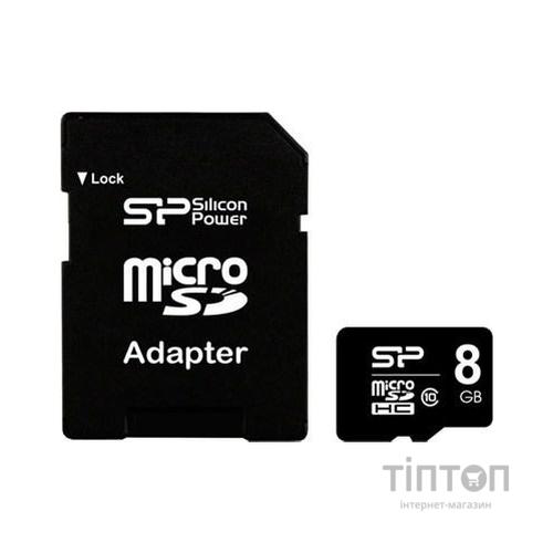 MicroSD Silicon Power 8Gb Class10 + SD адаптер