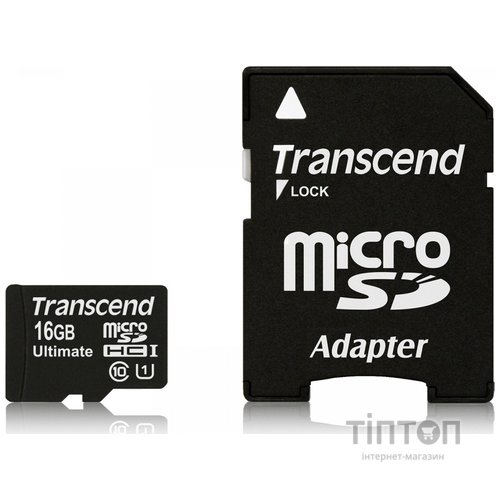 MicroSD Transcend 16Gb class 10 + SD адаптер