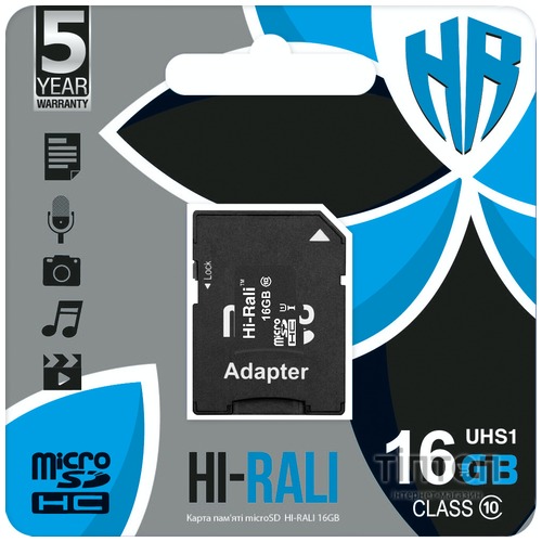 MicroSDHC 16GB UHS-I Class 10 Hi-Rali + SD-adapter (HI-16GBSD10U1-01)