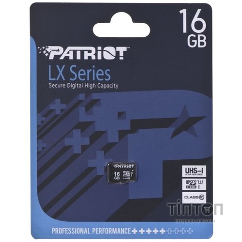 Карта пам'яті Patriot 16GB microSDHC class 10 UHS-I LX (PSF16GMDC10)