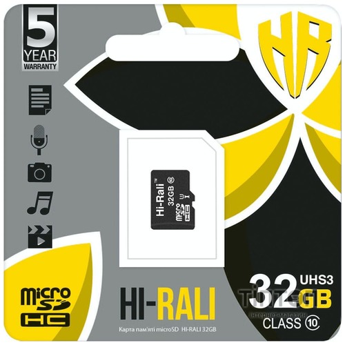 Карта пам'яті Hi-Rali 32GB microSDHC class 10 UHS-I U3 (HI-32GBSD10U3-00)