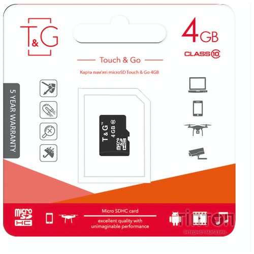 MicroSDHC 4GB UHS-I Class 10 T&G (TG-4GBSDCL10-00)