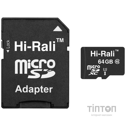MicroSDHC 64GB UHS-I/U3 Class 10 Hi-Rali + SD-adapter (HI-64GBSDU3CL10-01)