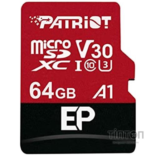 Карта пам'яті Patriot 64GB microSD class 10 UHS-I U3 V30 A1 (PEF64GEP31MCX)