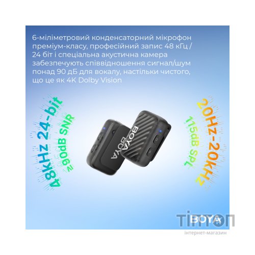 Мікрофон Boya MIC 2-02 Type-C/TRS Black (MIC 2-02)