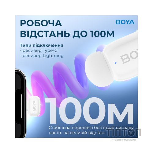 Мікрофон Boya mini-13 Type-C/Lightning White (mini-13)