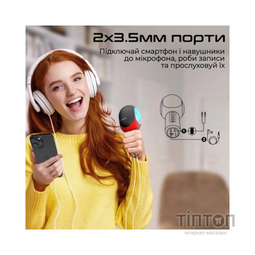 Мікрофон Promate VocalMic Bluetooth 2 x AUX LED Red (vocalmic.red)