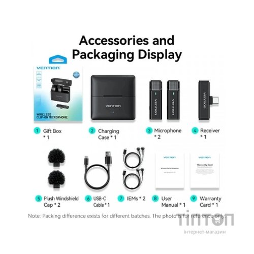 Мікрофон Vention USB-C 2-Pack Wireless Lavalier with Charging Case (NCAB0)