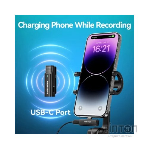 Мікрофон Vention USB-C 2-Pack Wireless Lavalier with Charging Case (NCAB0)