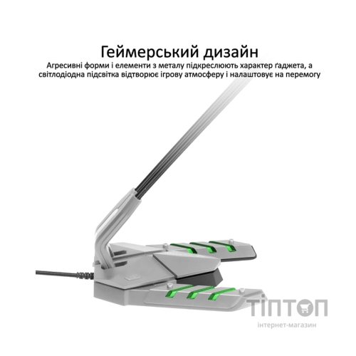 Мікрофон Vertux Streamer-3 LED USB Grey (streamer-3.grey)