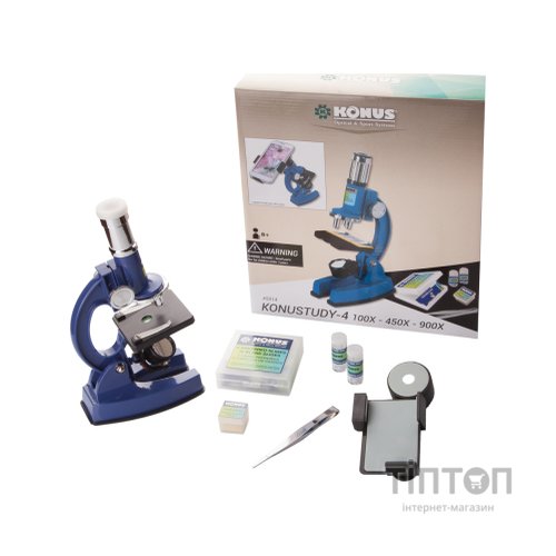 Мікроскоп Konus Konustudy-4 з адаптером для смартфона 150x, 450x, 900x (5014)