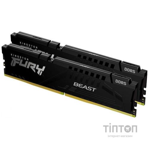 Модуль пам'яті для комп'ютера DDR5 64GB (2x32GB) 5200 MHz Beast Black Kingston Fury (ex.HyperX) (KF552C36BBEK2-64)