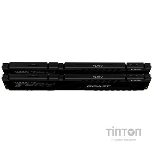 Модуль пам'яті для комп'ютера DDR5 64GB (2x32GB) 5200 MHz Beast Black Kingston Fury (ex.HyperX) (KF552C36BBEK2-64)