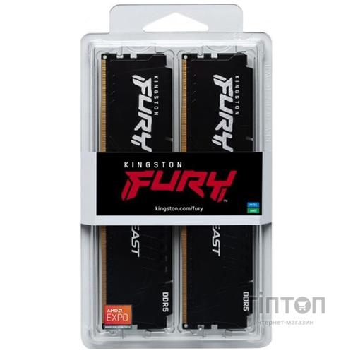 Модуль пам'яті для комп'ютера DDR5 64GB (2x32GB) 5200 MHz Beast Black Kingston Fury (ex.HyperX) (KF552C36BBEK2-64)