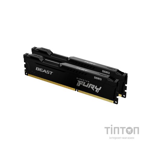 Модуль пам'яті для комп'ютера DDR3 16GB (2x8GB) 1600 MHz Fury Beast Black Kingston Fury (ex.HyperX) (KF316C10BBK2/16)
