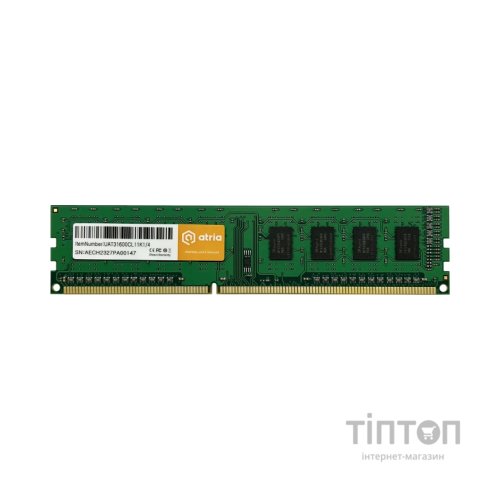 Модуль пам'яті для комп'ютера DDR3 4GB 1600 MHz ATRIA (UAT31600CL11K1/4)