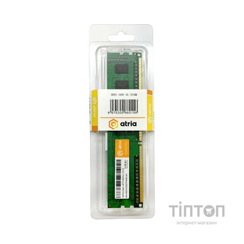 Модуль пам'яті для комп'ютера DDR3 4GB 1600 MHz ATRIA (UAT31600CL11K1/4)