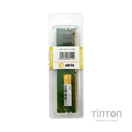 Модуль пам'яті для комп'ютера DDR4 16GB 2666 MHz ATRIA (UAT42666CL19K1/16)