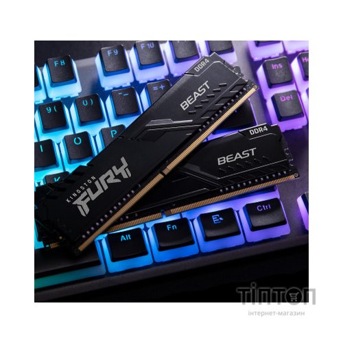 Модуль пам'яті для комп'ютера DDR4 16GB (2x8GB) 2666 MHz Fury Beast Black Kingston Fury (ex.HyperX) (KF426C16BBK2/16)