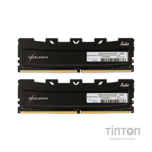 Модуль пам'яті для комп'ютера DDR4 16GB (2x8GB) 3200 MHz Black Kudos eXceleram (EKBLACK4163222AD)
