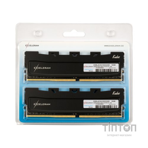 Модуль пам'яті для комп'ютера DDR4 16GB (2x8GB) 3200 MHz Black Kudos eXceleram (EKBLACK4163222AD)