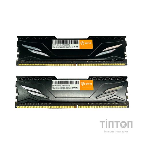 Модуль пам'яті для комп'ютера DDR4 16GB (2x8GB) 3200 MHz Fly Black ATRIA (UAT43200CL18BK2/16)