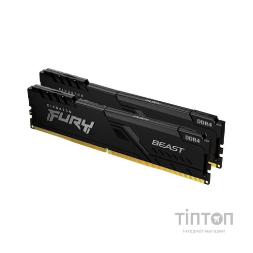 Модуль пам'яті для комп'ютера DDR4 16GB (2x8GB) 3200 MHz Fury Beast Black Kingston Fury (ex.HyperX) (KF432C16BBK2/16)