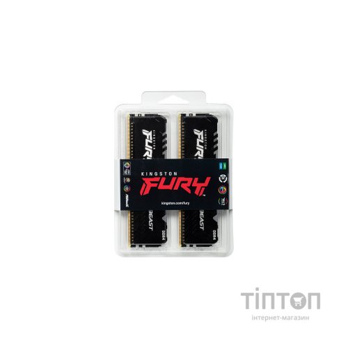 Модуль пам'яті для комп'ютера DDR4 16GB (2x8GB) 3200 MHz Fury Beast RGB Kingston Fury (ex.HyperX) (KF432C16BBAK2/16)